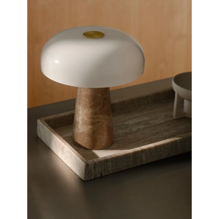 Lampa stołowa marmurowa podstawa beżowa i biały klosz Glossy NO2520015009 - Design for The People